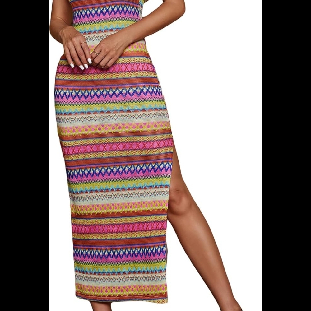 Colorful Striped Maxi Dress